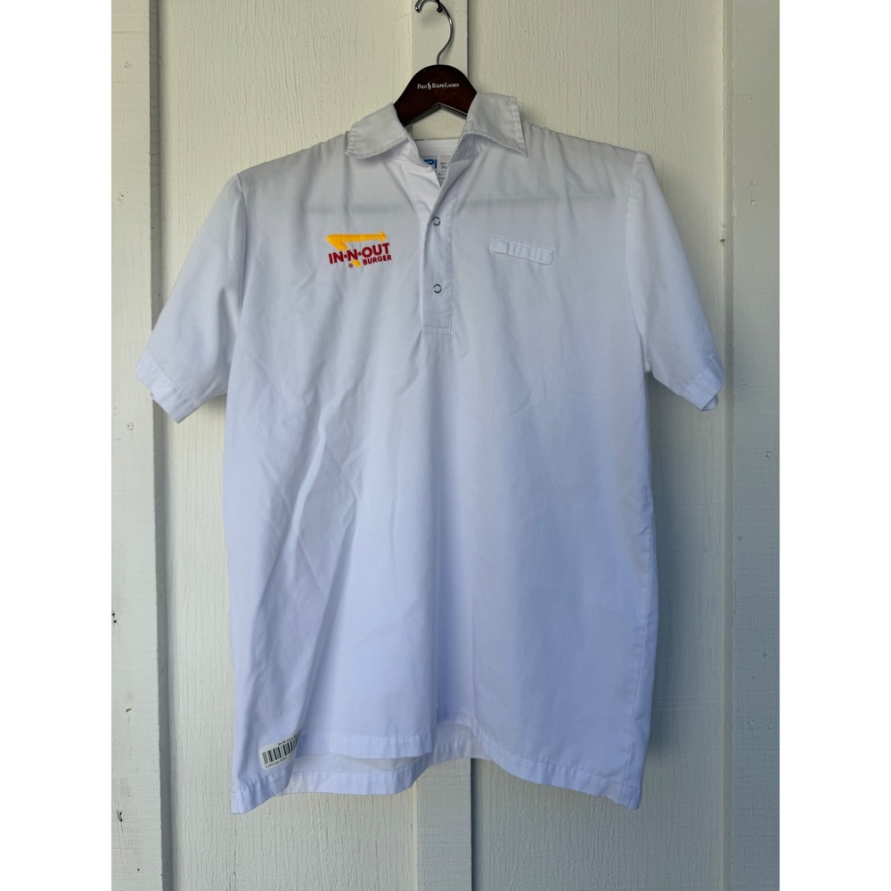 In-N-Out Burger Employee Uniform Shirt Mens Large White Short Sleeve HPI Work
